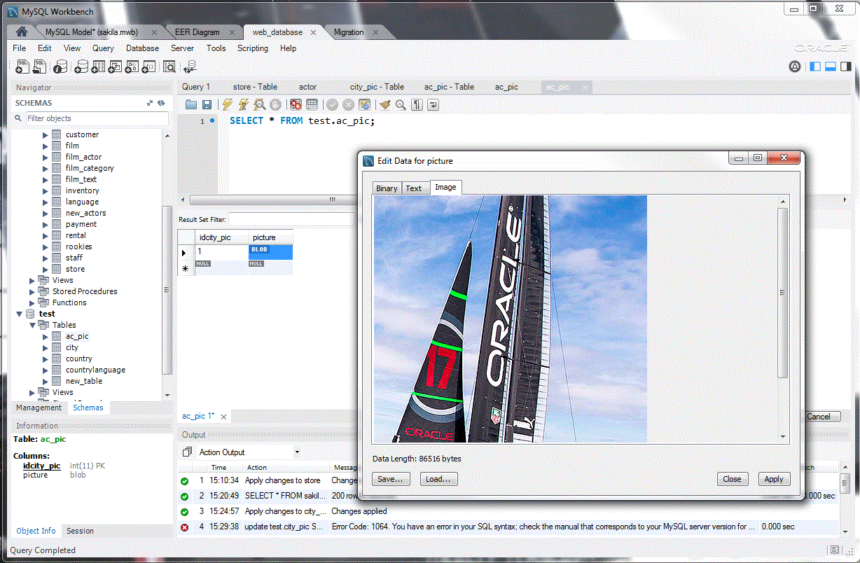 MySQL Workbench - Blob View